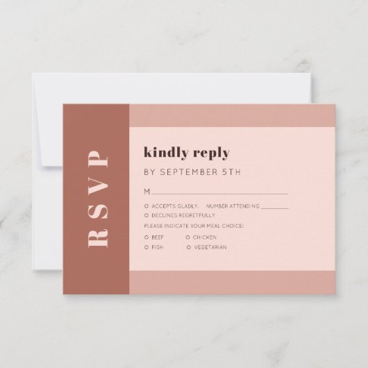 テラコッタ自然モダンタイポグラフィの食事の選択 出欠カード (正面)