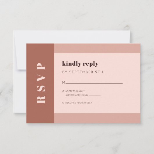 テラコッタ自然モダンタイポグラフィモノグラム 出欠カード (正面)