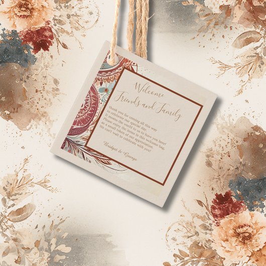 テラコッタ自然ヴィンテージ結婚式 フェイバータグ