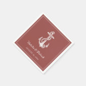 テラコッタ航海のいかり結婚ズ紙ナプキンス スタンダードカクテルナプキン (角)