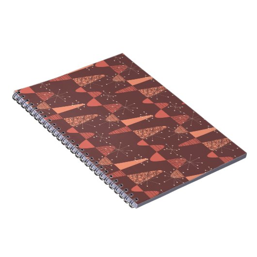 テラコッタ色の波と星のシームレスなパターン ノートブック (右側)