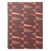 テラコッタ色の波と星のシームレスなパターン ノートブック (正面)