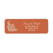 テラコッタ色の背景にカスタムの花 ラベル (正面)