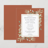 テラコッタ色の花嫁の友人向けランチ会招待状（お手頃価格） (正面/裏面)