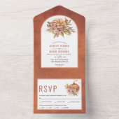 テラコッタ花とカボチャ秋の結婚式 オールインワン招待状 (内側)