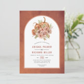テラコッタ花とカボチャ秋の結婚式 招待状 (スタンド正面)