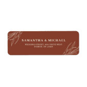 テラコッタ花の葉の枠結婚のアドレス ラベル (正面)