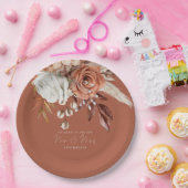 テラコッタ花模様おめでとうミセス・サビ結婚ス ペーパープレート (パーティー)