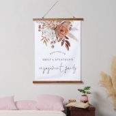 テラコッタ花模様ウェルカム婚約パーティ 吊り下げ型タペストリー (寝室)