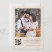 テラコッタ花模様フォトクリームテクスチャ結婚ズ 招待状 (裏面)