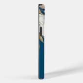 テラコッタ花模様モノグラムイニシャル名ターコイズ Case-Mate iPhoneケース (裏面 / 右)