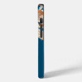 テラコッタ花模様モノグラムイニシャル名ターコイズ Case-Mate iPhoneケース (裏面 / 左)