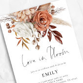 テラコッタ花模様ラブイン開花ブライダルシャワー 招待状