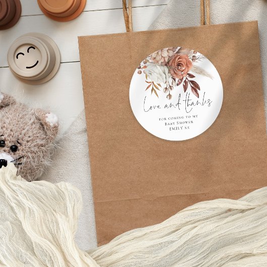 テラコッタ花模様ラブベ感謝していイブシャワー ラウンドシール