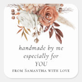 テラコッタ花模様特にあなたのために手作り スクエアシール (正面)