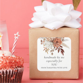 テラコッタ花模様特にあなたのために手作り スクエアシール