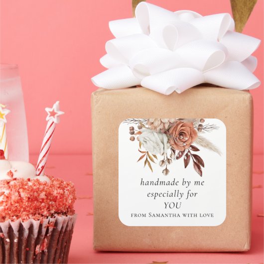 テラコッタ花模様特にあなたのために手作り スクエアシール (パーティー)