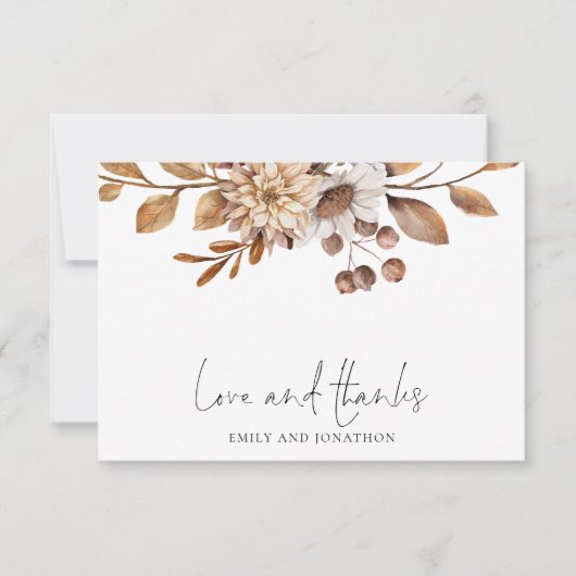 テラコッタ花模様5結婚写真の愛感謝してい ノートカード (正面)