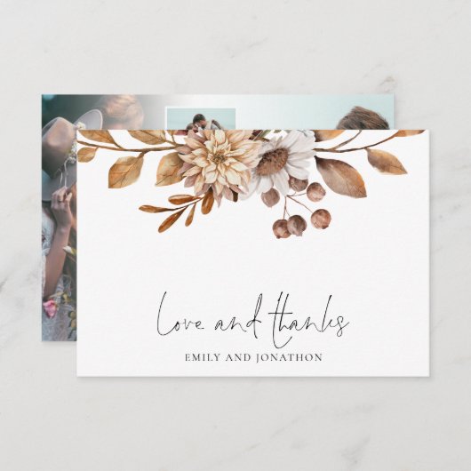 テラコッタ花模様5結婚写真の愛感謝してい ノートカード (正面/裏面)