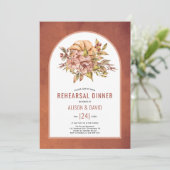 テラコッタ花秋の結婚式リハーサルディナー 招待状 (スタンド正面)