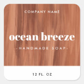 テラコッタ茶色のブラシストロークの正方形の製品ラベル スクエアシール (正面)