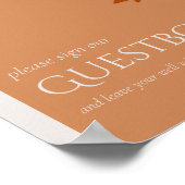 テラコッタ葉モダンの結婚ゲストブックサイン ポスター (角)