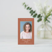 テラコッタ葬儀記念写真祈りの言葉カード 名刺 (スタンド正面)