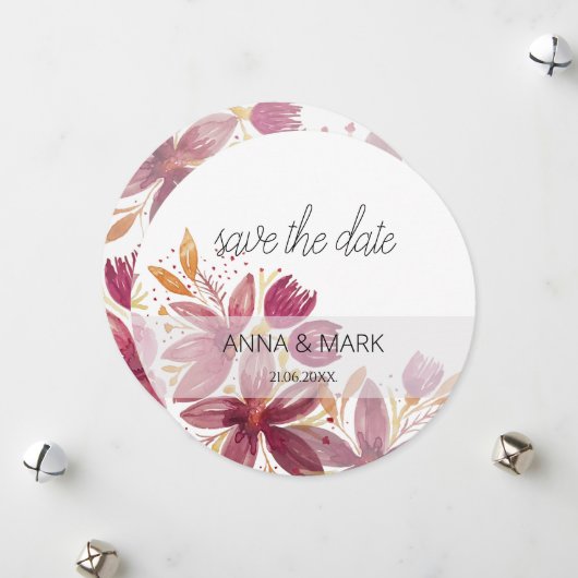 テラコッタ赤面エレガントフローラ シーズンカード (正面/裏面インサイチュ)