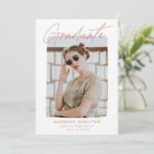 テラコッタ赤面シグネチャースクリプト写真卒業 案内状 (スタンド正面)