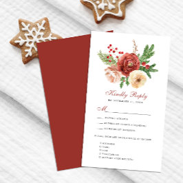 テラコッタ赤面ピンクフローラの葉の結婚式RSVP エンクロージャーカード