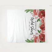 テラコッタ赤面ピンクフローラブライダルシャワー タペストリー (正面(横))