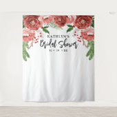 テラコッタ赤面ピンクフローラブライダルシャワー タペストリー (正面)