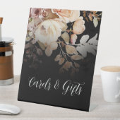 テラコッタ赤面ピンクフローラブラックカードとギフト 台座サイン (インサイチュ)