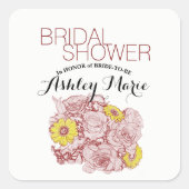 テラコッタ輪郭ブーケのアートワーク スクエアシール (正面)