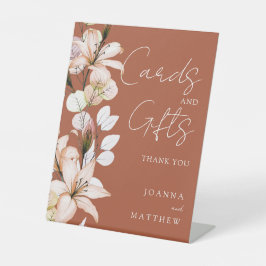 テラコッタ透明ボホフローラカードとギフト 台座サイン