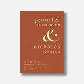 テラコッタ金ゴールドアンパサンド結婚式の日付の保存 箔招待状