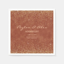 テラコッタ金ゴールドグリッターウェディングレセプション スタンダードカクテルナプキン
