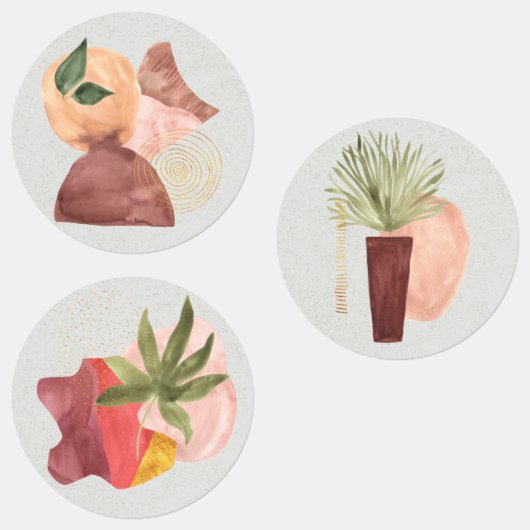 テラコッタ金ゴールドグリッターシェイプズボタニカルギフト ラベル (グループ)