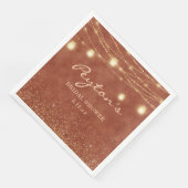 テラコッタ金ゴールドグリッターストリングライトブライダルシャワー (コーナー)