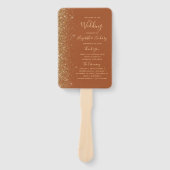 テラコッタ金ゴールドグリッター結婚式 プログラム ハンドファン (正面)
