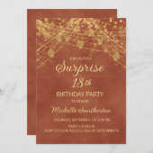 テラコッタ金ゴールドストリングライトサプライズ18日 招待状 (正面/裏面)