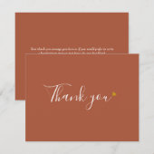 テラコッタ金ゴールドハートシックスクリプトビジネス サンキューカード (正面/裏面)