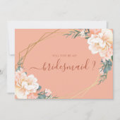 テラコッタ金ゴールドフローラは私の花嫁になる 招待状 (正面)