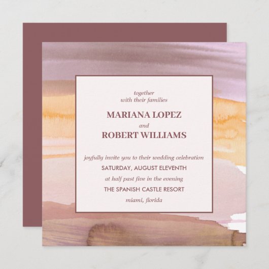 テラコッタ金ゴールドボヘミアン結婚式招待状 招待状 (正面/裏面)