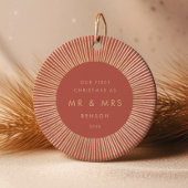 テラコッタ金ゴールド日が差すことアールデコ初めてのクリスマス セラミックオーナメント