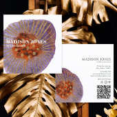 テラコッタ金ゴールド水彩インテリアデザイナー スクエア名刺