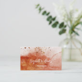 テラコッタ金ゴールド水彩背景 名刺 (スタンド正面)