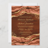 テラコッタ金ゴールド流体インクフォト結婚ズ 招待状 (正面)