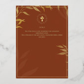 テラコッタ金ゴールド結婚カソリッエレガントクフォーマルス 箔招待状 (裏面)