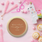 テラコッタ金ゴールド結婚ハート ペーパープレート (パーティー)